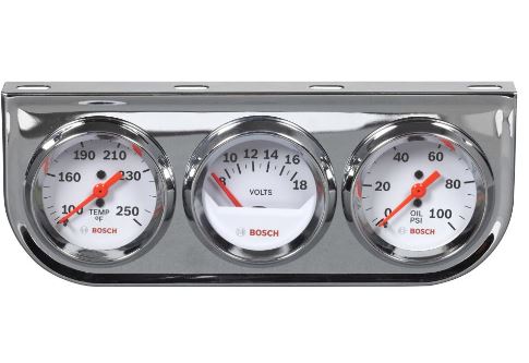Gauge set temp/amp/oil 3 gauge chrome (bosch) - FST8208