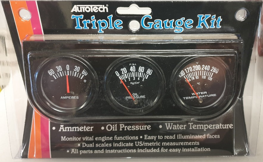 Autotech gauge kit oil/amp/water - G4