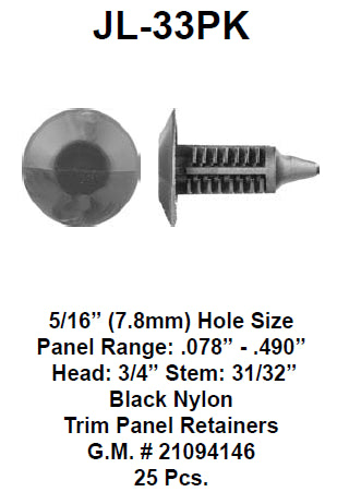Trim panel retainers - JL-33PK