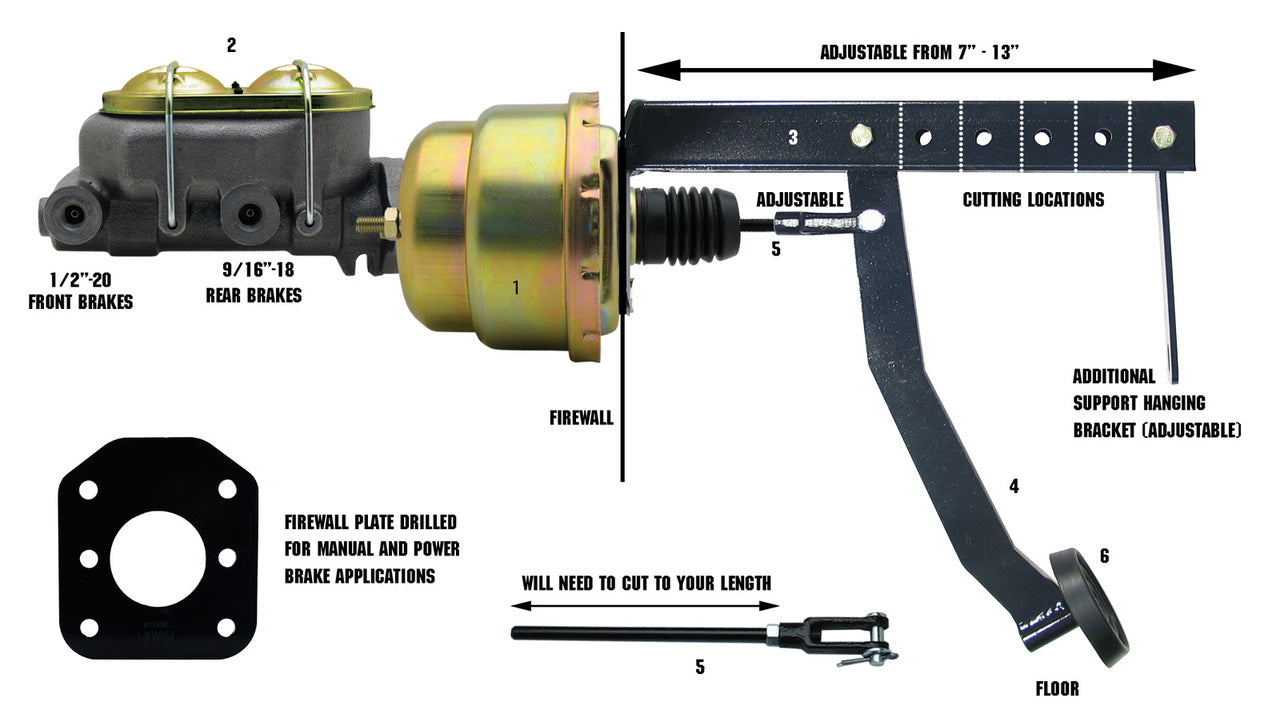 Power Brake Pedal Conversion Kit, Hanging Pedal - PBU6001