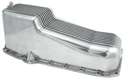 Oil Pan, Cast Alu, Finned, Polished, 4 qt., Chevy  - SPE-4987