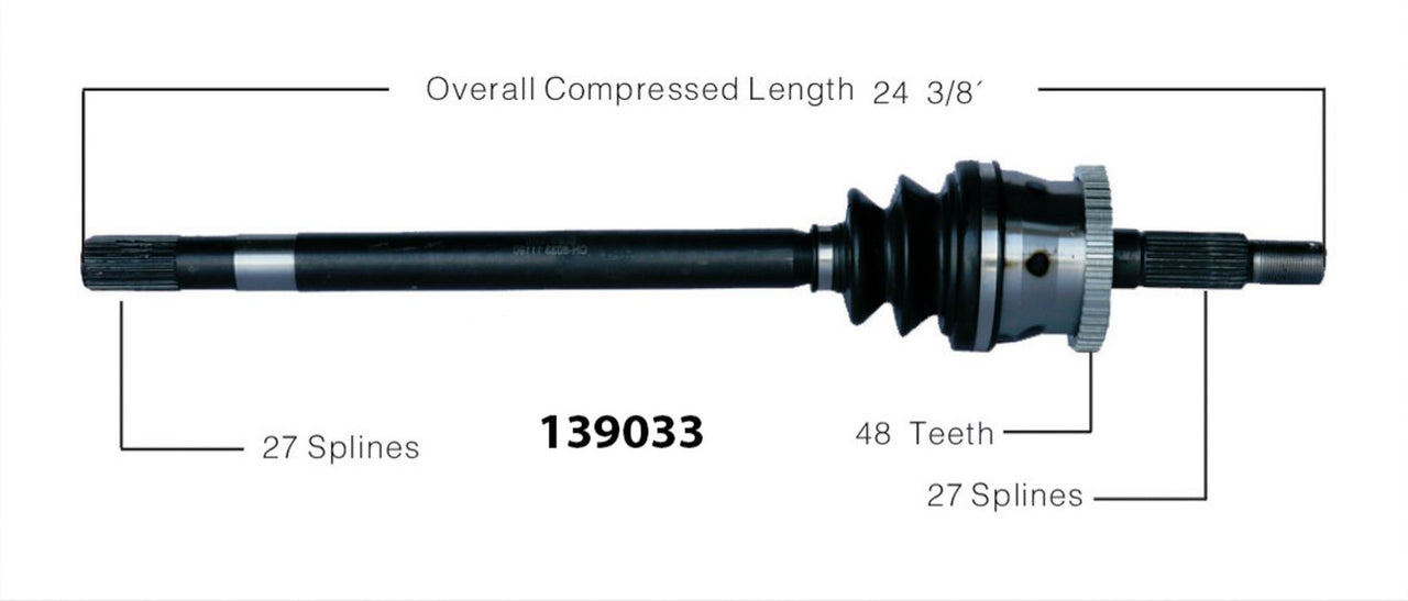 CV axle Shaft LH wo/Quadradrive - WPA139033